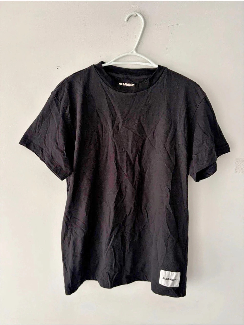 Jil Sander Mens 100% Organic Cotton Patch Black T-shirt Size L